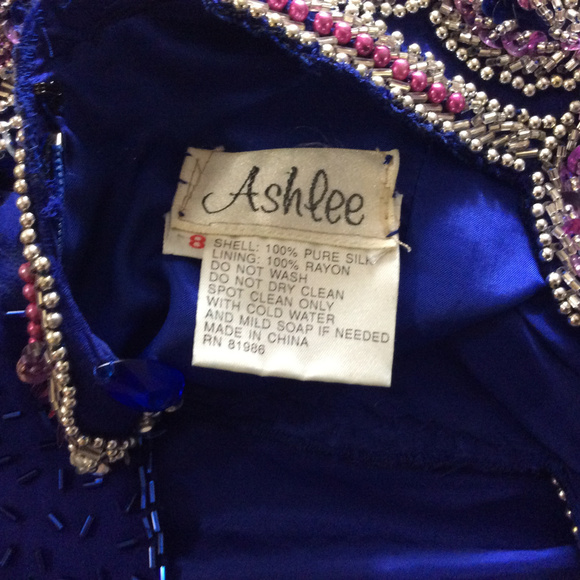 SOLD ... More Pics of Glitzy Silk Blue Sequin Gown - Picture 8 of 8